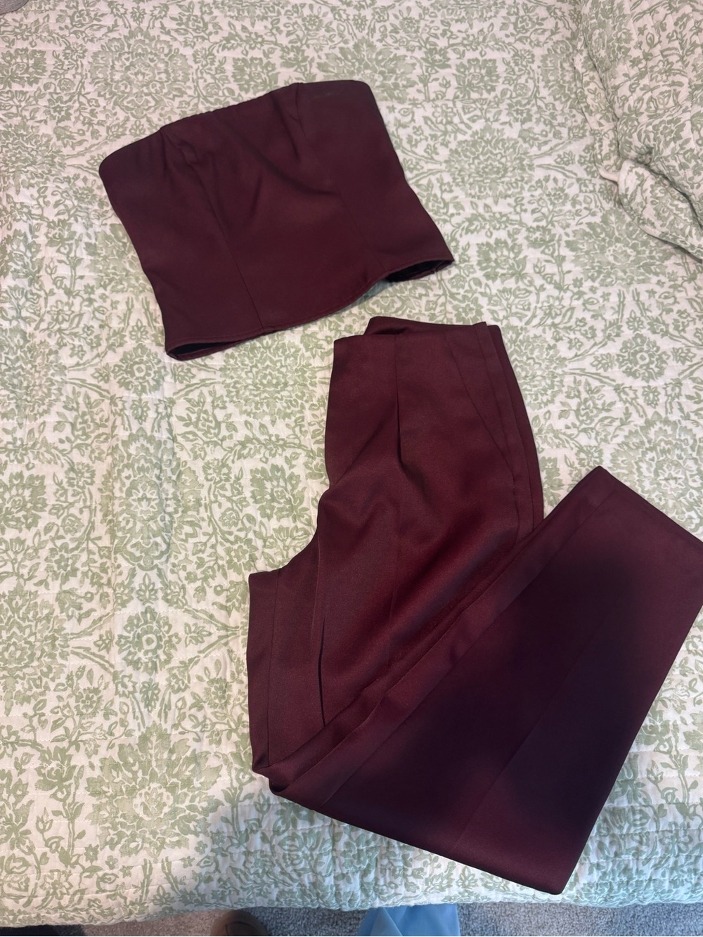 a new day Strapless Burgundy Set